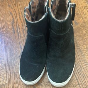 Black suede, Steve Madden wedge booties